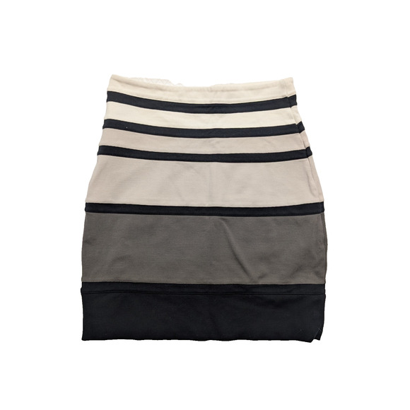 Express Bandage Mini Skirt - Sz 00 - Work to Happy Hour Black/Ivory/Grey Striped - Picture 2 of 6